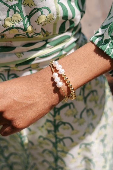 Hadley Triple Pearl - 18k Gold Plated Beaded Bracelets - Lisi Lerch