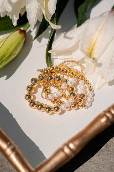 Hadley Triple Pearl - 18k Gold Plated Beaded Bracelets - Lisi Lerch