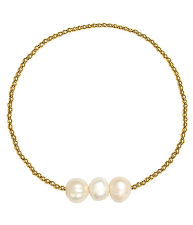 Hadley Triple Pearl - 18k Gold Plated Beaded Bracelets - Lisi Lerch