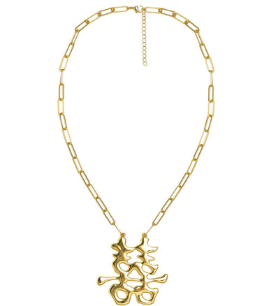 Happy Charm Necklace - Paper Clip Chain - 18k Plated - Lisi Lerch