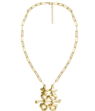Happy Charm Necklace - Paper Clip Chain - 18k Plated