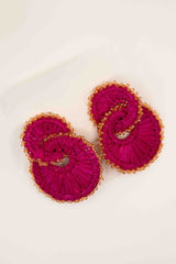 Hot Pink and Orange Tara Raffia Earrings-Sample Sale- Final Sale - Lisi Lerch