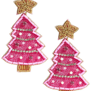 Hot Pink Christmas Tree - Earring - Lisi Lerch