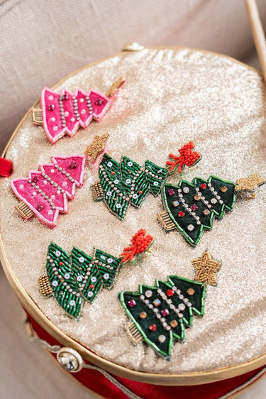 Hot Pink Christmas Tree - Earring - Lisi Lerch