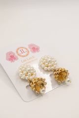 Ivory Pearl Cluster Flower Earrings-Sample Sale- Final Sale - Lisi Lerch