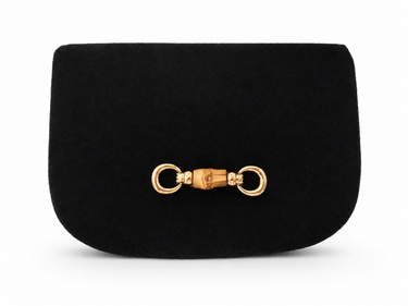 Ivy Black Suede Clutch- Gold Charm - Lisi Lerch