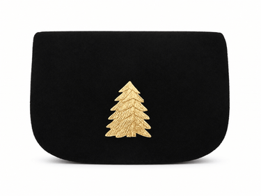 Ivy Black Suede Clutch- Gold Charm - Lisi Lerch