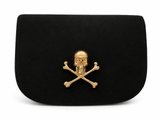 Ivy Black Suede Clutch- Gold Charm - Lisi Lerch
