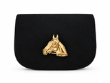 Ivy Black Suede Clutch- Gold Charm - Lisi Lerch