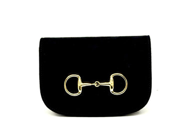 Ivy Black Suede Clutch- Gold Charm - Lisi Lerch
