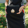 Ivy Black Suede Clutch- Gold Charm - Lisi Lerch