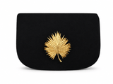 Ivy Black Suede Clutch- Gold Charm - Lisi Lerch