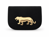 Ivy Black Suede Clutch- Gold Charm - Lisi Lerch