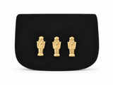 Ivy Black Suede Clutch- Gold Charm - Lisi Lerch