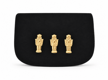 Ivy Black Suede Clutch- Gold Charm - Lisi Lerch
