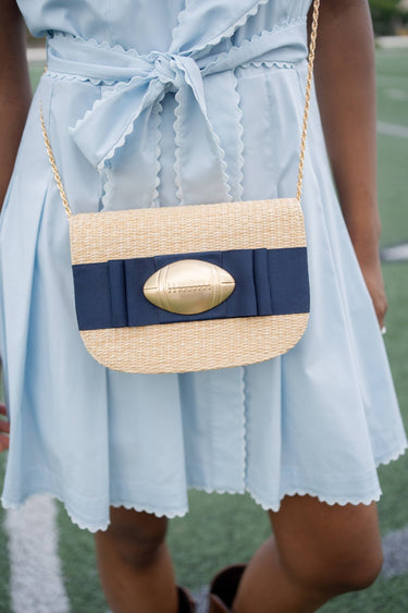 Ivy Straw Clutch- Flat Bow- Gameday Charm - PreOrder 9/8 - Lisi Lerch
