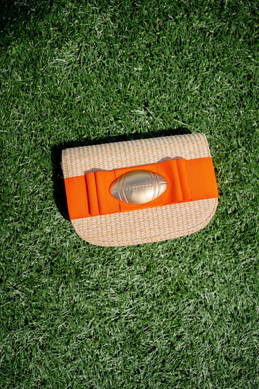 Ivy Straw Clutch- Flat Bow- Gameday Charm - PreOrder 9/8 - Lisi Lerch