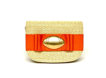 Ivy Straw Clutch- Flat Bow- Gameday Charm - PreOrder 9/8 - Lisi Lerch