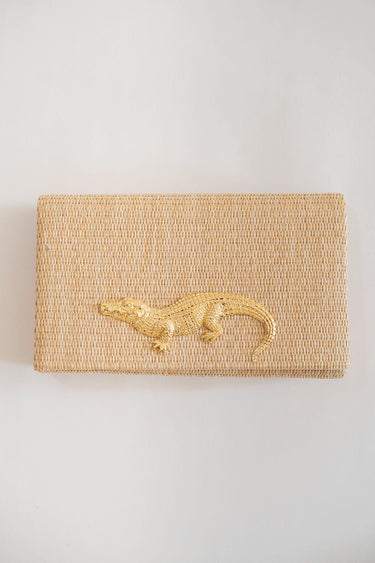 Jillian - Straw Clutch - Gold Charm - Lisi Lerch