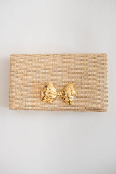 Jillian - Straw Clutch - Gold Charm - Lisi Lerch