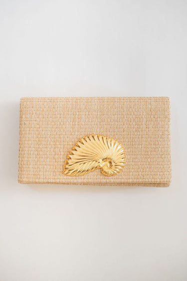 Jillian - Straw Clutch - Gold Charm - Lisi Lerch