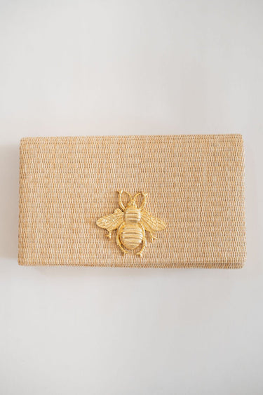Jillian - Straw Clutch - Gold Charm - Lisi Lerch