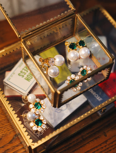 Kelly - Emerald Pearl Drop Earrings - 18k Gold Plated - Belle of the Ball Collection - earring - Lisi Lerch