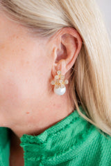Kennedy Earrings - Rhinestone & Pearl - 18k Gold Plated - Kristin Kennedy Collection - Lisi Lerch
