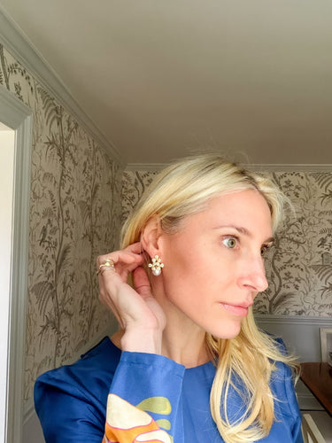 Kennedy Earrings - Rhinestone & Pearl - 18k Gold Plated - Kristin Kennedy Collection - Lisi Lerch