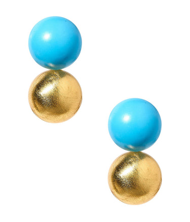 Large Belle Stud - Brushed Gold & Turquoise - 18k Gold Plated - Belle of the Ball Collection - Lisi Lerch