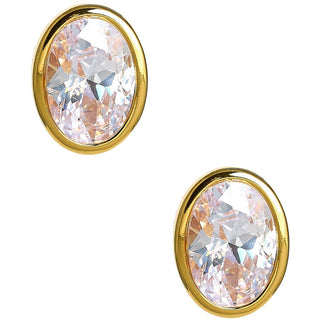 Large Bezel Oval Stud - 18k Gold Plated - Lisi Lerch