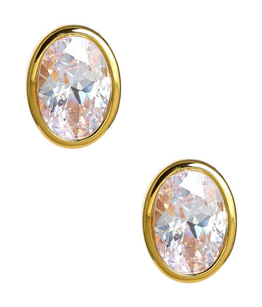 Large Bezel Oval Stud - 18k Gold Plated - Lisi Lerch