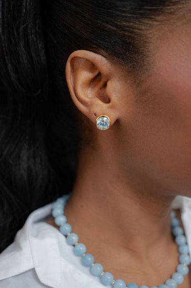 Large Bezel Stud - Gem Stone Colors - 18k Gold Plated - Lisi Lerch