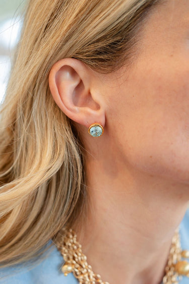 Large Bezel Stud - Gem Stone Colors - 18k Gold Plated - Lisi Lerch