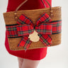 Large Charlotte - Black/Flannel Layer with Fluffy Bow -Hanging Santa - Lisi Lerch