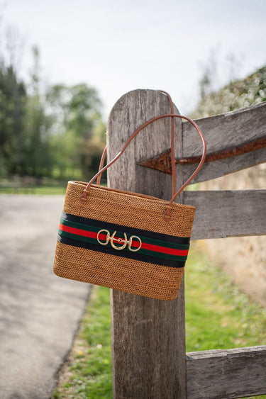 Large Charlotte - Black/Green Red Stipe Layer with Horseshoe Snaffle - Lisi Lerch