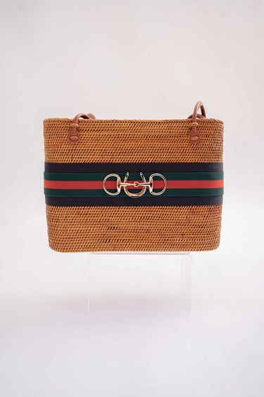 Large Charlotte - Black/Green Red Stipe Layer with Horseshoe Snaffle - Lisi Lerch