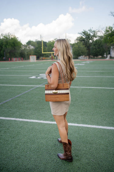 Large Charlotte - Chocolate/Tan Harvest Layer - Football - Lisi Lerch