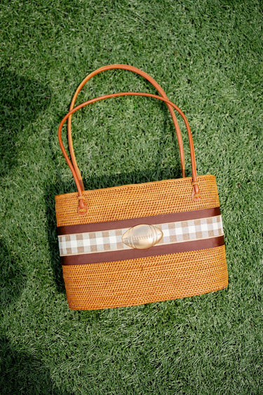 Large Charlotte - Chocolate/Tan Harvest Layer - Football - Lisi Lerch