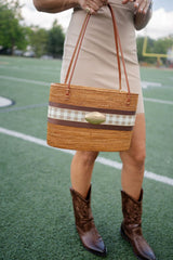 Large Charlotte - Chocolate/Tan Harvest Layer - Football - Lisi Lerch
