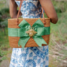 Large Charlotte - Green Linen Fluffy Bow with XL Bee - Lisi Lerch