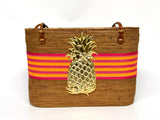 Large Charlotte - Hot Pink/Orange Pink Stripe Layer - XL Pineapple - Lisi Lerch