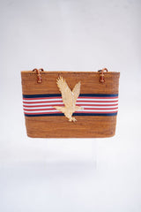 Large Charlotte - Navy/Red White Stripe Layer - Gold Charm - Lisi Lerch