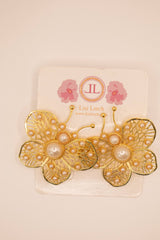 Large Gold and Pearl Butterfly Stud -Sample Sale- Final Sale - Lisi Lerch