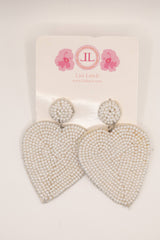 Large Heart Pearl Studded Earrings -Sample Sale- Final Sale - Lisi Lerch