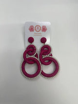 Large Purple Woven Fabric Chain Link Earring - Sample Sale Final Sale - Lisi Lerch
