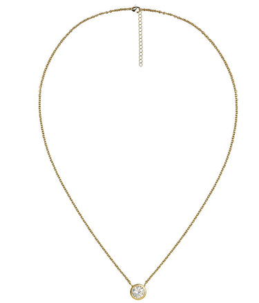 Large Rhinestone Bezel Necklace - 18k Gold Plated - Lisi Lerch