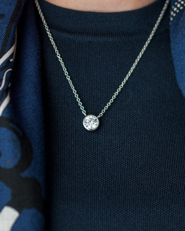 Large Silver Rhinestone Bezel Necklace - 18k Gold Plated - Sample Sale - Final Sale - Lisi Lerch
