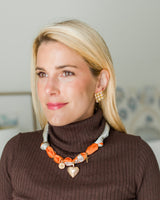 Leigh - Orange Locket Heart - Scarf Necklace - Lisi Lerch