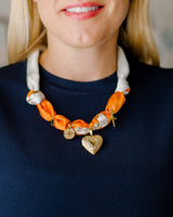 Leigh - Orange Locket Heart - Scarf Necklace - Lisi Lerch